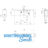 BKS Schaltschloss B1595, Stulp eckig, abgewinkelt 24/125/45 mm, DM 45, Edelstahl