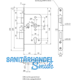 BMH Dreifallenhauptschloss 1020 PZ, links, rund, Dorn 65 mm, Edelstahl