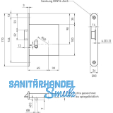 BMH Zusatzfalle 1030 1-flg. EN 179, Dorn 65, links, Stulp 170 x 24 mm, Edelstahl