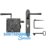 Rustikales Schlossset Drau BB, links, DM 73,5, Eisen verzinkt schwarz patiniert