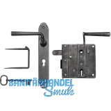 Rustikales Schlossset Drau BB, rechts, DM 73,5, Eisen verzinkt schwarz patiniert