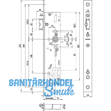 BKS Fluchtt�rschloss 1911 2-flg. selbstverriegelnd, eckig,DM 40, Edelstahl