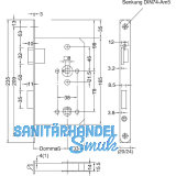 BMH Einstemmschloss Meisterst�ck WC, rechts, Dorn 65, Rundstulp 24mm, Edelstahl