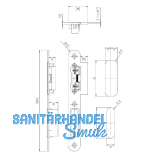 KFV Lappenschlie�blech 8050 mit AT-St�ck 115, 204 x 24 x 3mm, rechts, Edelstahl