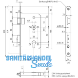 BMH Fluchtt�rschloss 6128 2-flg. Funktion B/EN 1125, links, Edelstahl