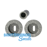 HOPPE Schiebet�rmuschel Set M471, runde Rosette BB, Messing silber antik