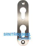 PZ-Rosette mit 2 PZ-Lochungen, oval, Edelstahl matt