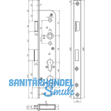 Fluchtt�rschloss 1944PE f�r 2 Profilzylinder 1-flg. DM35, links, Stahl verzinkt