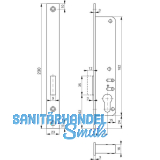 ROTO Rohrrahmenschloss Flachstulp m. Riegel 877, DM 25, verzinkt silberf�rbig