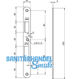 Schlie�blech EA 325 f�r Elektro-Mehrfachverriegelungsschl�sser, 232x24x3 mm