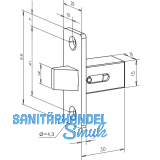 Fallenschloss 802 fix, Stulp 55 x 20 x 3 mm, grau lackiert