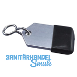 Hotelschl�sselanh�nger - flach, 50 mm, mit Gummi, Aluminium silber eloxiert