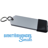 Hotelschl�sselanh�nger - flach, 80 mm, mit Gummi, Aluminium silber eloxiert