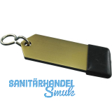 Hotelschl�sselanh�nger - flach, 80 mm, mit Gummi, Aluminium gold eloxiert