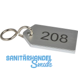 Hotelschl�sselanh�nger flach, mit Gravur 1-9999, Aluminium silber eloxiert