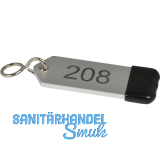 Hotelschl�sselanh�nger mit Gummi, H�he 80 mm, Gravur 1-9999, silber eloxiert