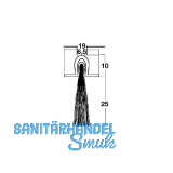 T�rdichtungsb�rste m. U-Profilleiste, 2000 mm, Borsten schwarz, schwarz eloxiert