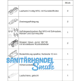 HAWA Junior 100/Z Beschlagset Holz Laufschiene L=2500 mm 2 FS Standard silber