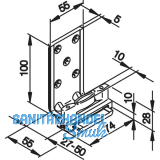 HAWA-Confort Bodenf�hrung 1-teilig Holz Nut 10 mm F�hrungswinkel lang schwarz