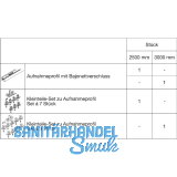 HAWA Junior 120 Pocket Montageset Wandtasche L=2500 mm Alu farblos eloxiert