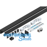 HELM GT-L 80 Beschlagset Glas 8-10,76 mm L=2500 mm Wandmontage schwarz matt