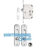 Schiebet�rschloss- u. Griffset, DM 50, Nu� 8 mm, Messing verchromt