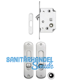 Schiebet�rschloss- u. Griffset, DM 50, Nu� 8 mm, Messing verchromt matt