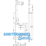 Schiebet�r Stangenschloss Silent Stop, PZW, DM 60, Stulp 315 x 16 mm, verzinkt