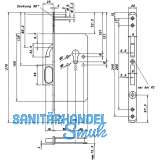 Schiebet�rschloss mit Bogenriegel und Springgriff, PZ, DM 55, rund, Edelstahl