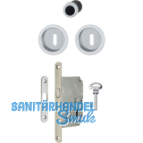 HOPPE Schiebet�rmuschel Set 4920 - BB mit Schloss, rund, verchromt satiniert