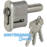 Schiebetor-Zylinderverschluss, Aluminium/Messing vernickelt matt