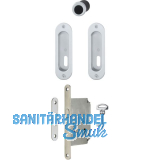 HOPPE Schiebet�rmuschel Set 4930 - BB mit Schloss, oval, verchromt satiniert