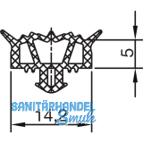 THYSSENKRUPP Syprotech Systemdichtung 5 f�r Glas, L=60 m, EPDM schwarz