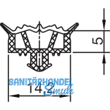 THYSSENKRUPP Syprotech Systemdichtung 5 f�r Kunststoff, L=60 m, EPDM wei�