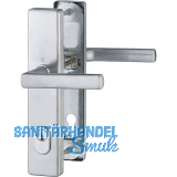 Sicherheits-Dr�ckergarnitur DALLAS auf Langschild PZ 92, VK 10 mm,Edelstahl matt