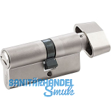 WC-Zylinder m. Drehknauf innen, 35/27 mm, Messing vernickelt matt