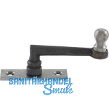 Fensterreiber m. Eisenknopf auf eckiger Platte, 25 mm, Messingguss schwarz