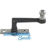 Fensterreiber m. Eisenknopf auf eckiger, austrag.Platte,22mm,Messingguss schwarz