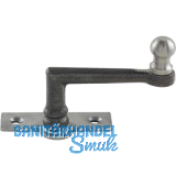 Fensterreiber m. Eisenknopf auf eckiger, austrag.Platte,25mm,Messingguss schwarz