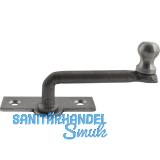 Fensterreiber m. Eisenknopf auf eckiger, austrag. Platte, 15 mm, Stahl blank