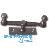 Doppelreiber mit Eisenknopf auf eckiger, gerader Platte, 20 mm, Stahl blank