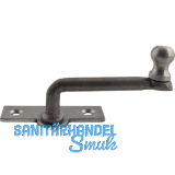 Fensterreiber m. Eisenknopf auf eckiger, austrag. Platte, 25 mm, Stahl blank