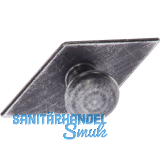 Knopf Karo mit Schild Knopf- � 25,B 68,H 35 mm,Eisen schwarz verzinkt abgerieben