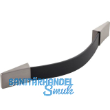 Griff Safari LA 160/192, Breite 224 mm, Leder schwarz/Sockel ZN Edelstahl Effekt