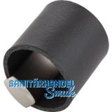 M�belknopf Drum LA 32, Breite 40 mm, Leder/ZN schwarz/Edelstahl Effekt