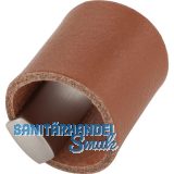 M�belknopf Drum LA 32, Breite 40 mm, Leder/ZN cognac/Edelstahl Effekt
