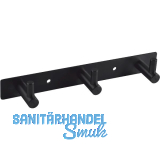 Garderobenleiste Linosa mit 3 Haken, Breite 195 mm, Stahl schwarz matt