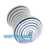 Knopf Paris � 29 mm, Tiefe 34 mm, Porzellan wei� blau gestreift