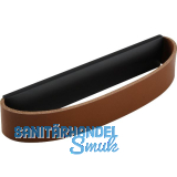 Griff Rollo LA 96, B 150 mm, Leder cognac/Sockel ZN schwarz matt