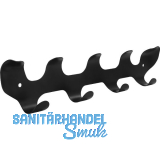 Garderobenleiste Verto mit 5 Haken, Breite 300 mm, Stahl schwarz matt